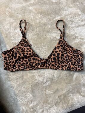 wild fable Leopard Print Brown and Black Bikini Top